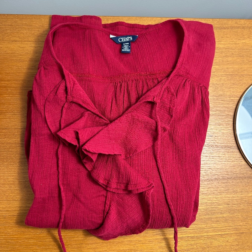 Pretty Red Flowy Long Sleeve Top - Picture 4 of 7